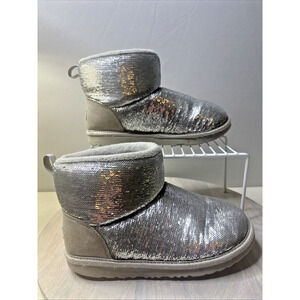 UGG Classic Mini Boots Silver Metallic Sheepskin Winter Boots 5